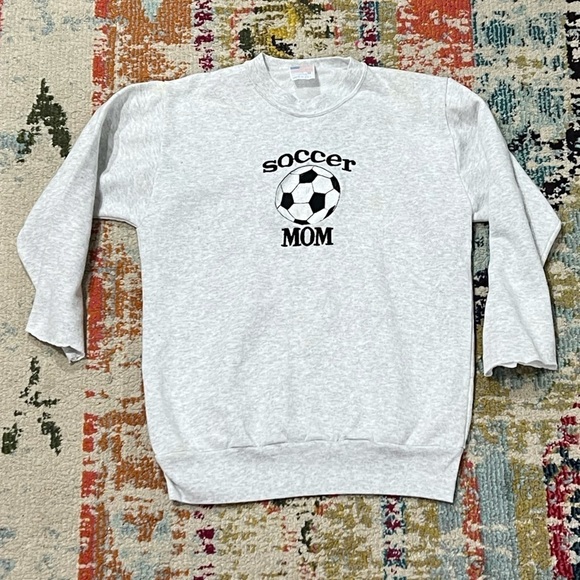 Vintage 1980s Soccer Mom Sports Retro Hipster 80s Gray Sweatshirt - Picture 2 of 4